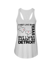 Live In Texas But Made In Detroit Ladies Flowy Tank tile