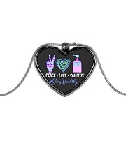 peace love sanitize Metallic Heart Necklace thumbnail
