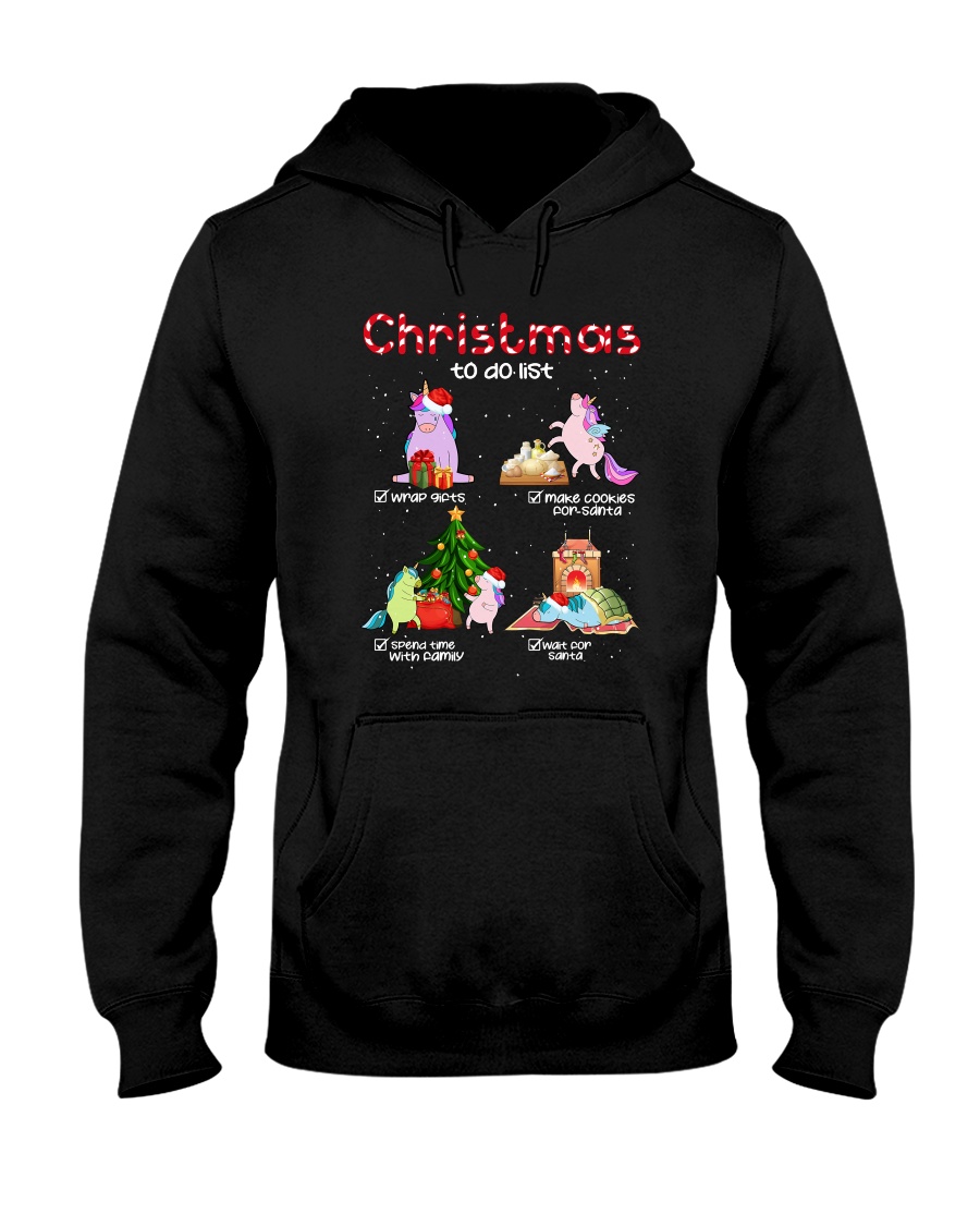 Unicorn Chrismas To Do List 2709 Hooded Sweatshirt