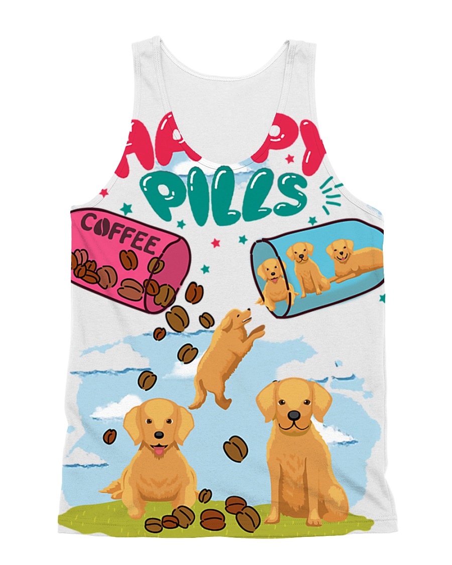 Golden Retriever Happy Pills All-over Unisex Tank