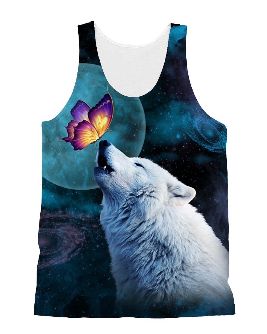 Wolf Moon with Butterfly 1506 All-over Unisex Tank