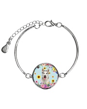 Siberian Husky Flowers Metallic Circle Bracelet thumbnail