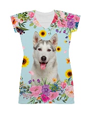Siberian Husky Flowers All-over Dress thumbnail