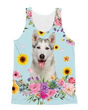 Siberian Husky Flowers All-over Unisex Tank front
