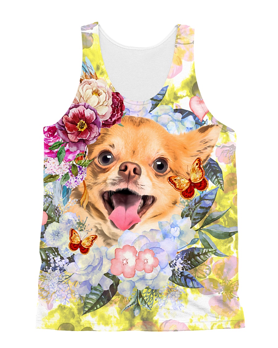 Chihuahua Happy Flowers 1406 All-over Unisex Tank