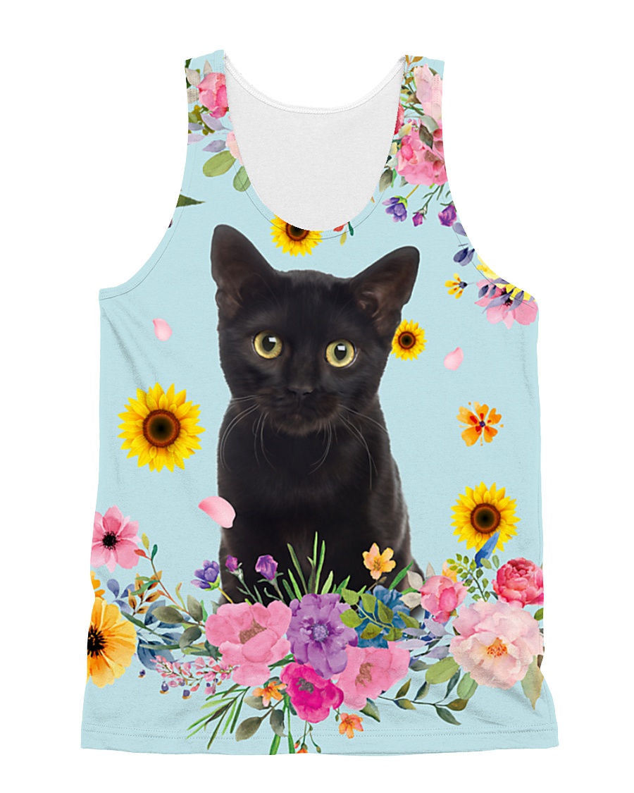 Black Cat Flower 1905 All-over Unisex Tank