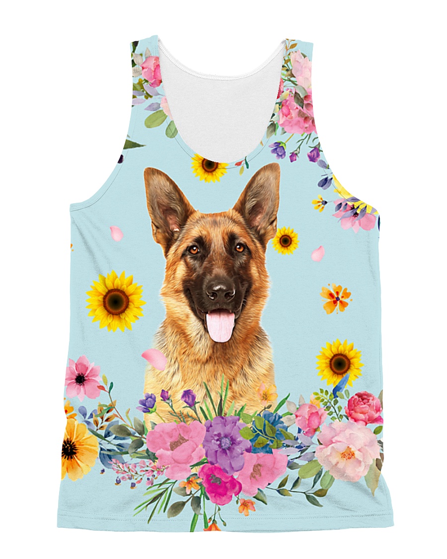 German Shepherd Flowers All-over Unisex Tank