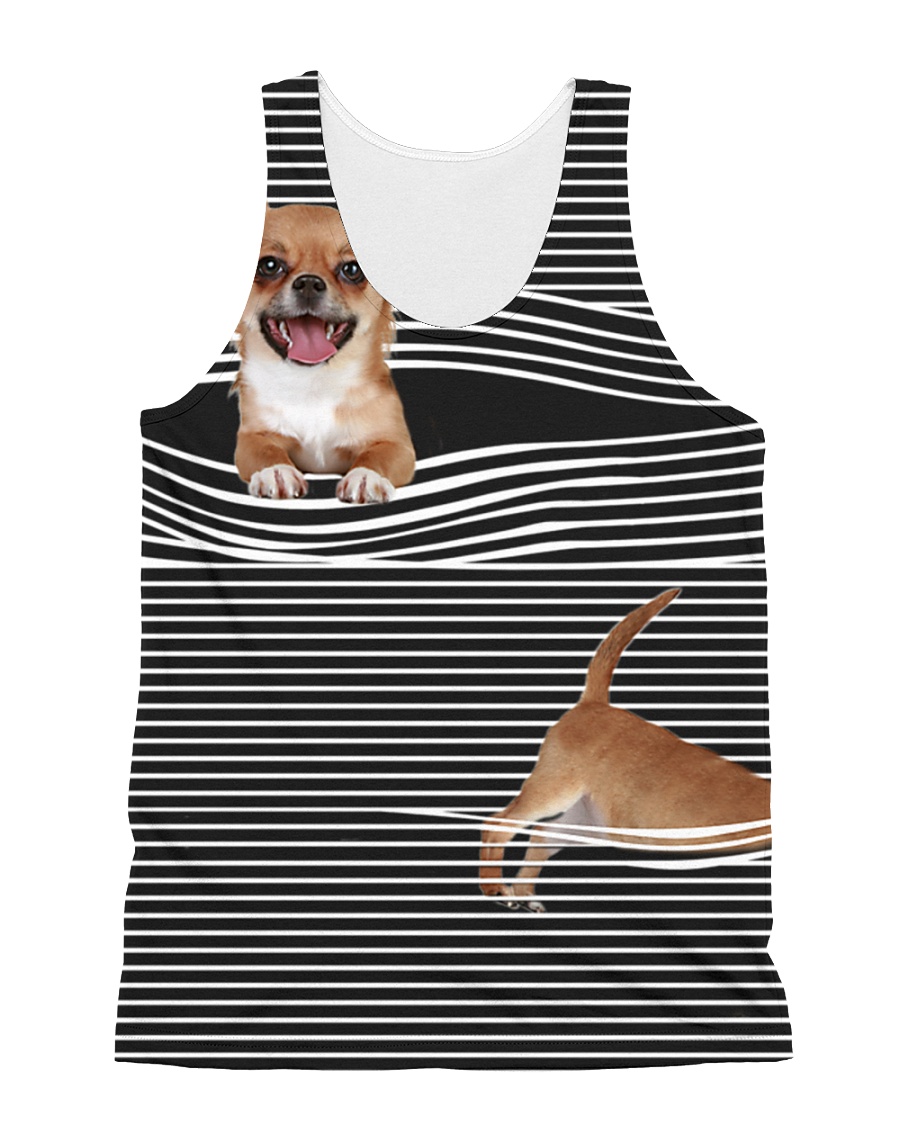 Chihuahua Striped All-over Unisex Tank