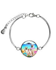 Akita family on the beach 1606D Metallic Circle Bracelet thumbnail
