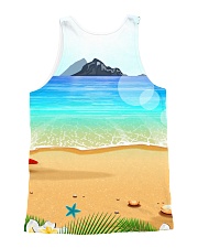 Akita family on the beach 1606D All-over Unisex Tank back