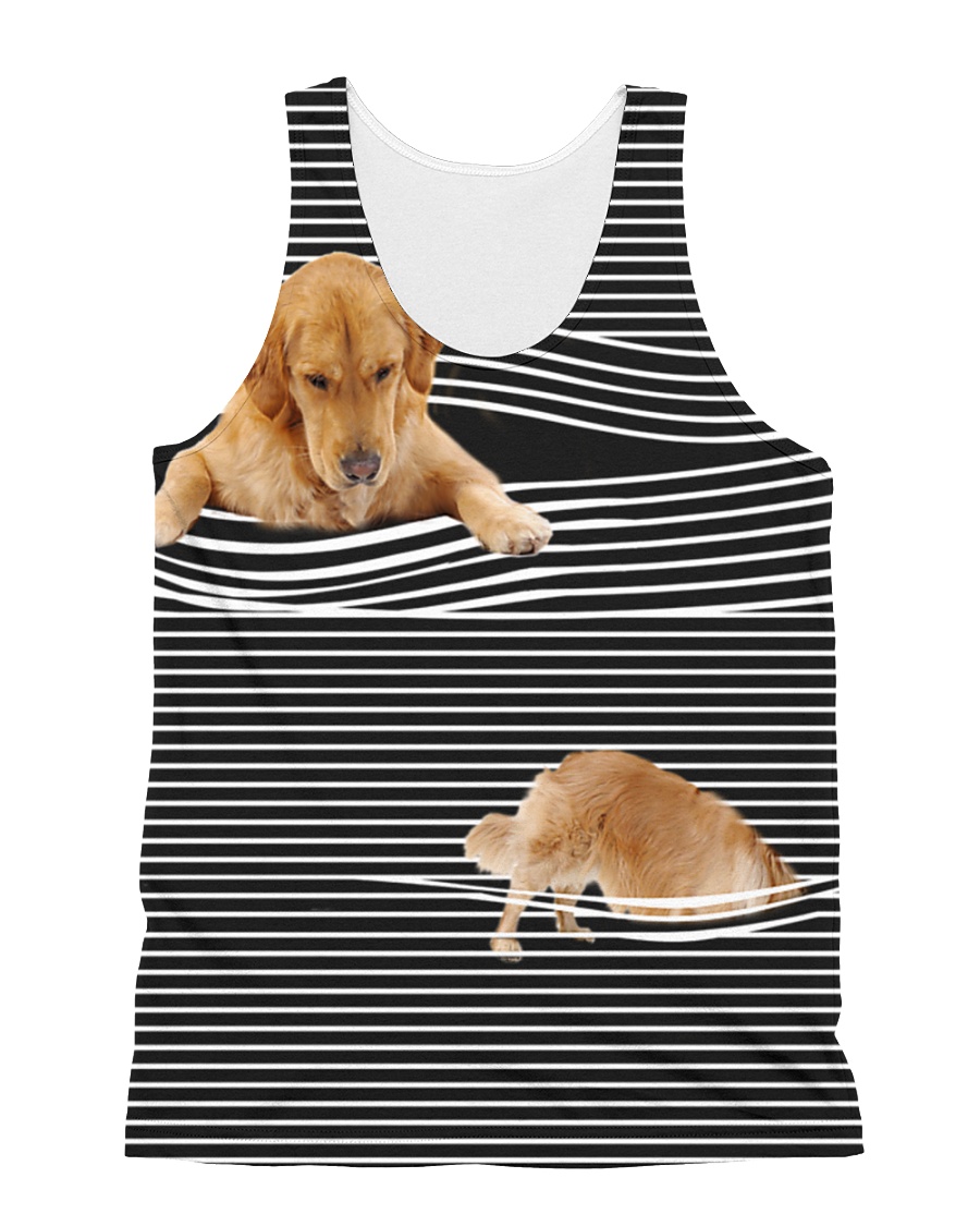 Golden Retriever Striped All-over Unisex Tank