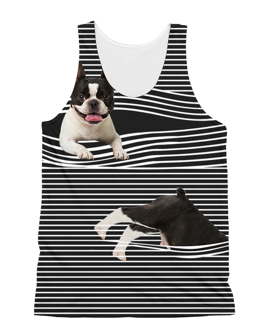 Boston Terrier Striped All-over Unisex Tank