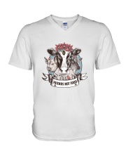 Vegan - Friends not food V-Neck T-Shirt thumbnail
