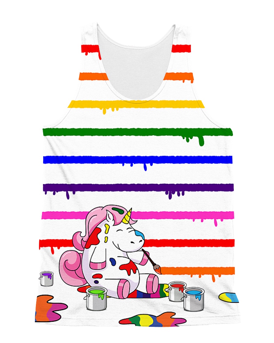 Unicorn draws rainbow All-over Unisex Tank