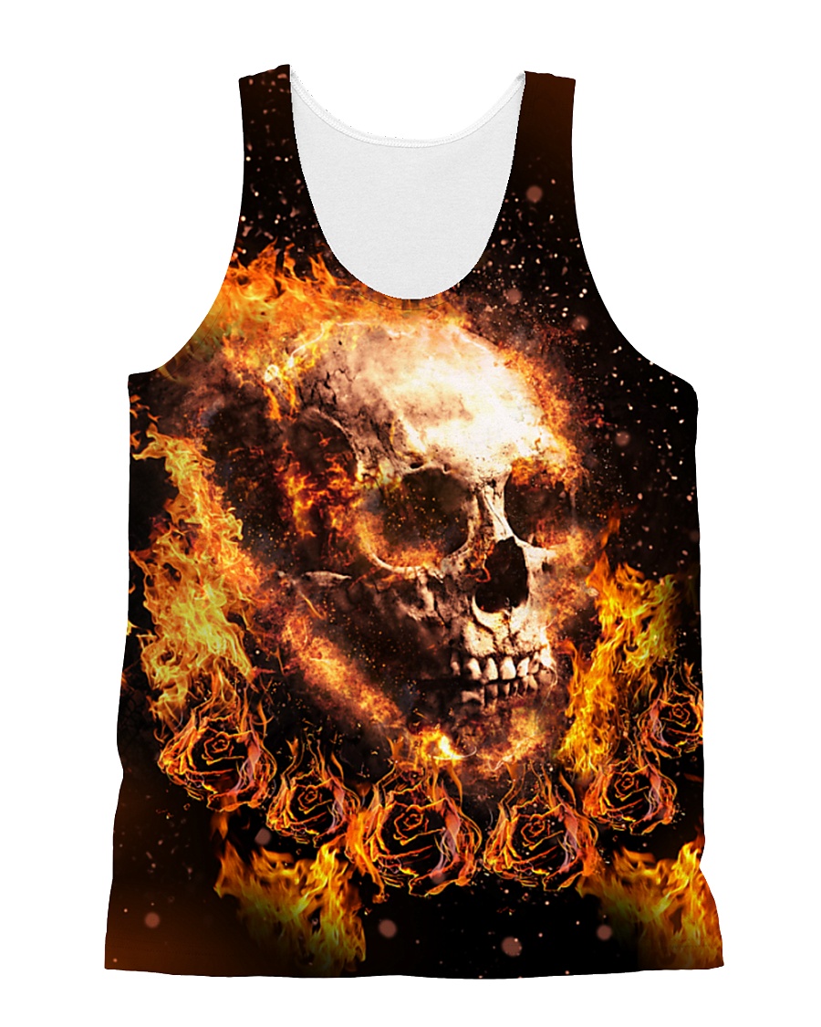 Skull rose fire All-over Unisex Tank