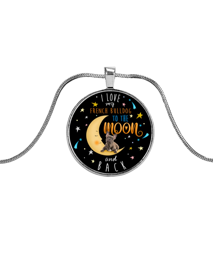 French Bulldog To The Moon And Back Metallic Circle Necklace