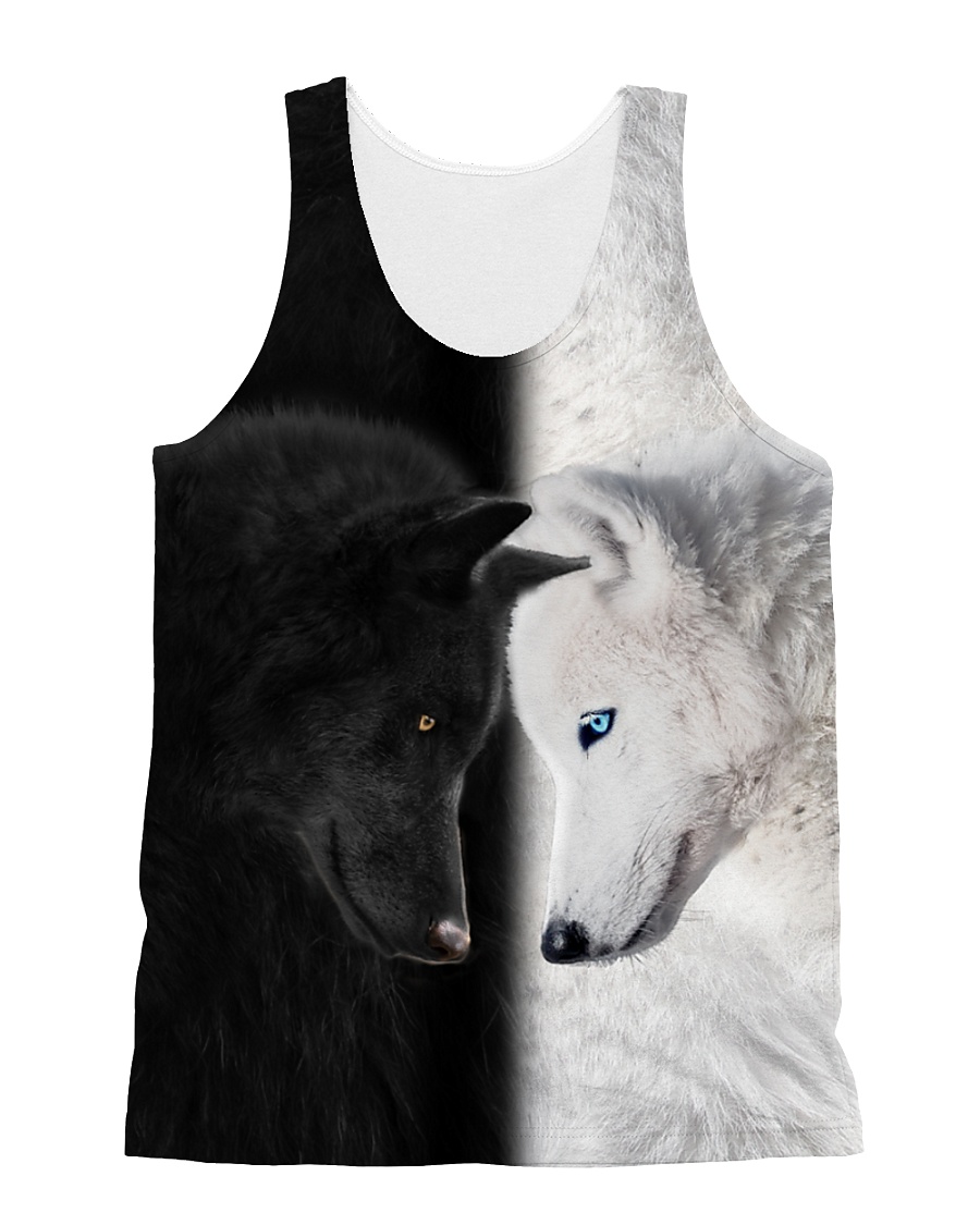 Wolf Black and White All-over Unisex Tank