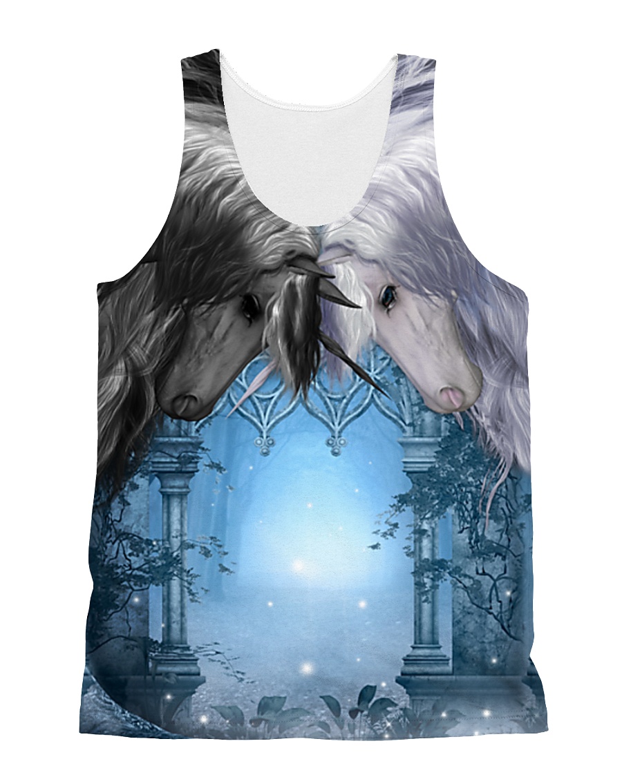 Unicorn Black and White 2408 All-over Unisex Tank