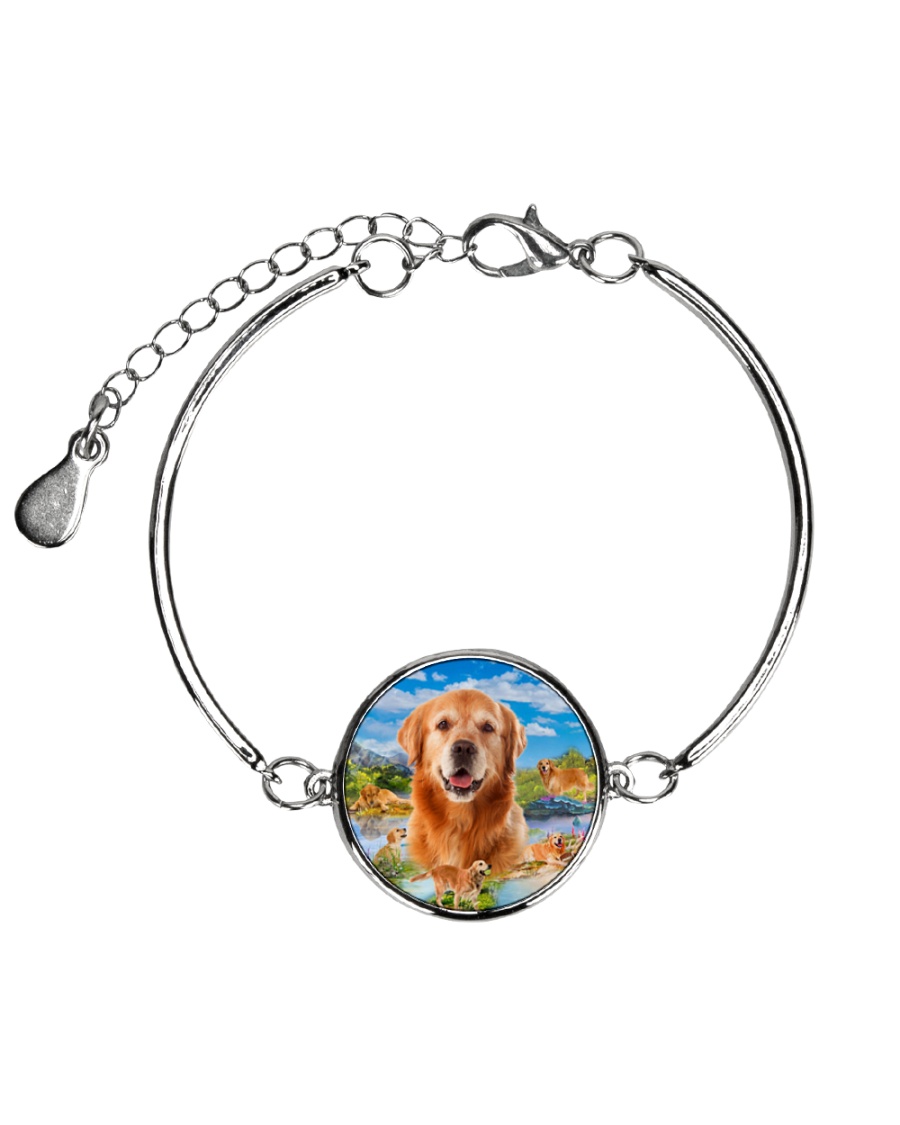 Golden Retriever Happy Metallic Circle Bracelet