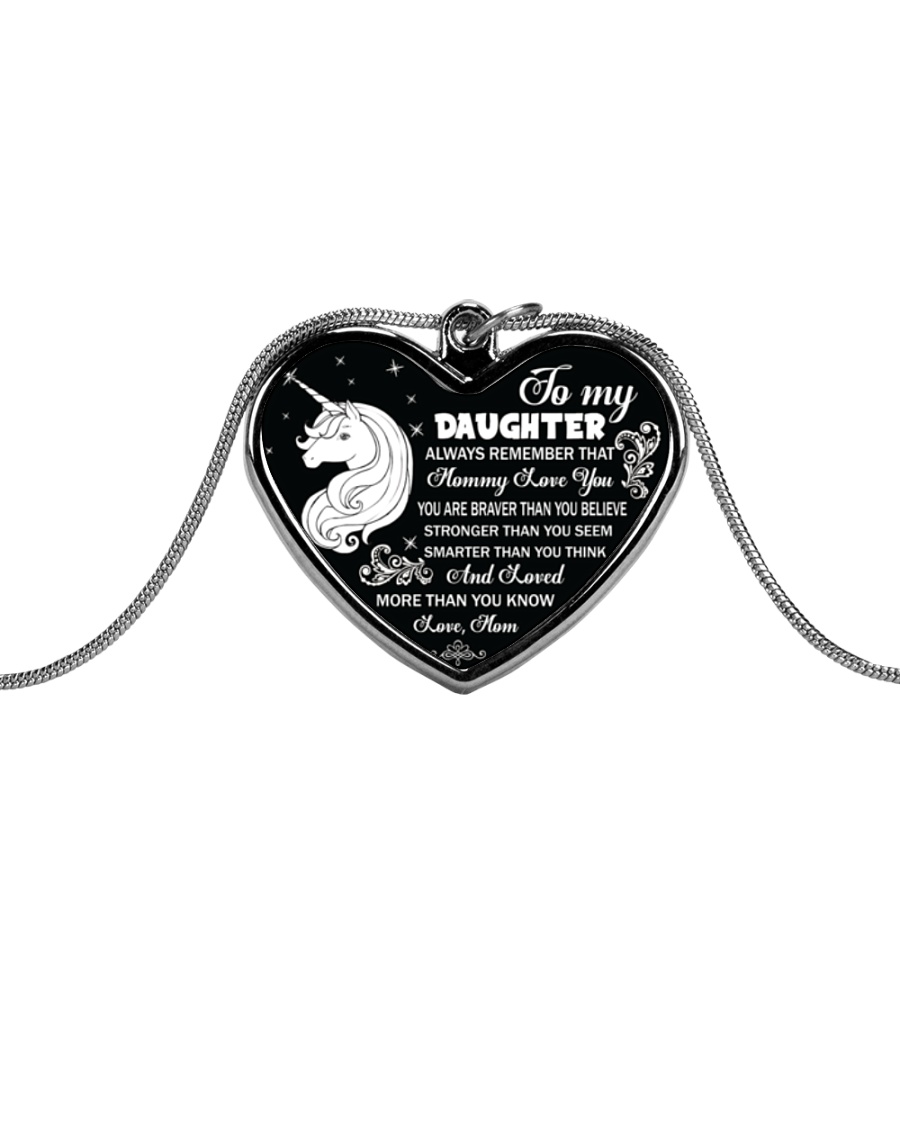 Unicorn - To my daughter Metallic Heart Necklace