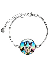 Boston terrier family on the beach 1606D Metallic Circle Bracelet thumbnail