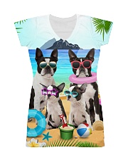 Boston terrier family on the beach 1606D All-over Dress thumbnail