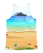 Boston terrier family on the beach 1606D All-over Unisex Tank back