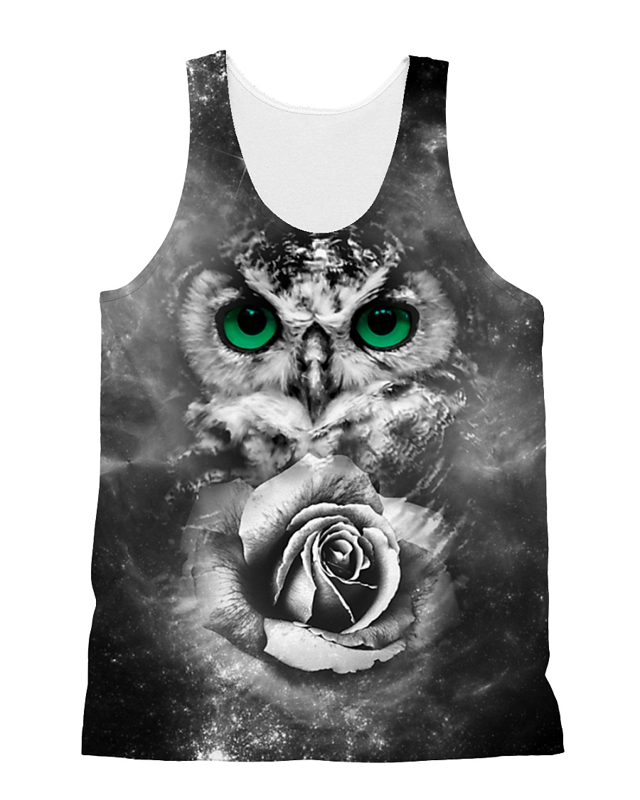 Owl Black Rose 0706 All-over Unisex Tank