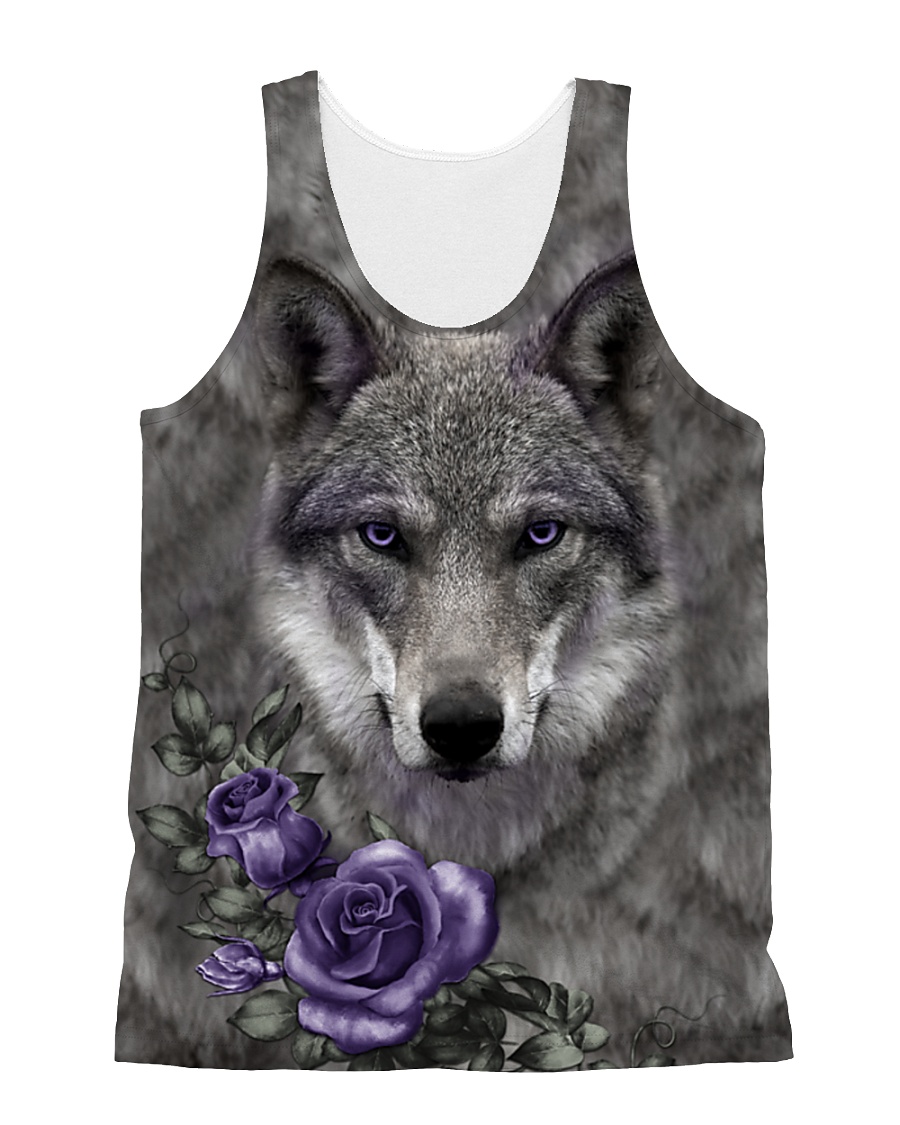 Wolf Purple Flowers 1406 All-over Unisex Tank