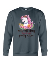 Unicorn Party Never Crewneck Sweatshirt thumbnail