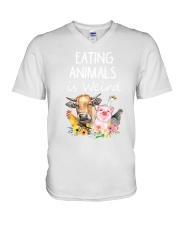 Vegan animal V-Neck T-Shirt thumbnail