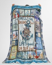 Shells Sink Dreams Float - Best Gift For Sailor Large Fleece Blanket - 60" x 80" aos-coral-fleece-blanket-60x80-lifestyle-front-10