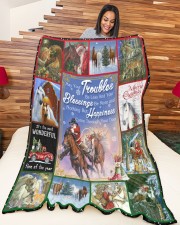 Merry Christmas Horse-Gift For Christmas Large Fleece Blanket - 60" x 80" aos-coral-fleece-blanket-60x80-lifestyle-front-04a