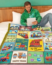 Happy Coal Train-Greatest Gift For Grandson Large Fleece Blanket - 60" x 80" aos-coral-fleece-blanket-60x80-lifestyle-front-06