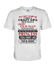 He Has Anger Issues - Lovely Gift For Granddaughter V-Neck T-Shirt tile