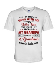 Mess With Me - Best Gift For Grandkids V-Neck T-Shirt tile