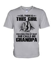 She Calls Me Grandpa - Perfect Gift For Grandpa V-Neck T-Shirt tile