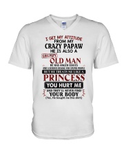 I Get My Attitude From My Crazy Papaw - Best Gift For Granddaughter V-Neck T-Shirt tile