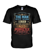 Aged Perfectly Life Begins At Your Age - Perfect Gift For Grandpa V-Neck T-Shirt tile