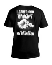 I Asked God How To Be Less Grumpy - Perfect Gift For Grandpa V-Neck T-Shirt tile