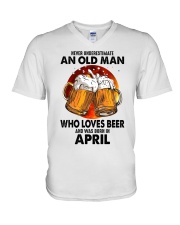 Never Underestimate An Old Man Who Loves Beer V-Neck T-Shirt tile