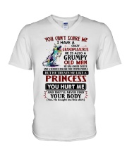 I Have A Crazy Grandpasaurus - Best Gift For Granddaughter V-Neck T-Shirt tile