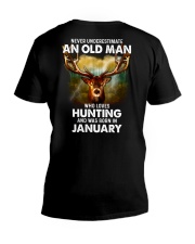 Never Underestimate An Old Man Who Loves Hunting - Perfect Gift For Grandpa V-Neck T-Shirt tile
