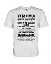 YES I'M A SPOILED GRANDDAUGHTER V-Neck T-Shirt tile