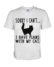 Sorry I Cant I Have Plans with My Cat V-Neck T-Shirt thumbnail