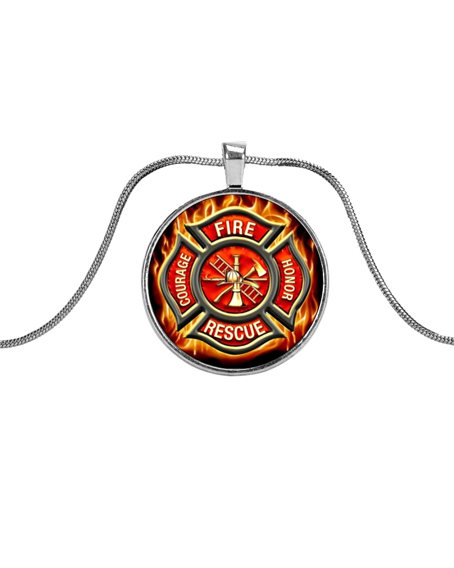 Firefighter Proud Metallic Circle Necklace