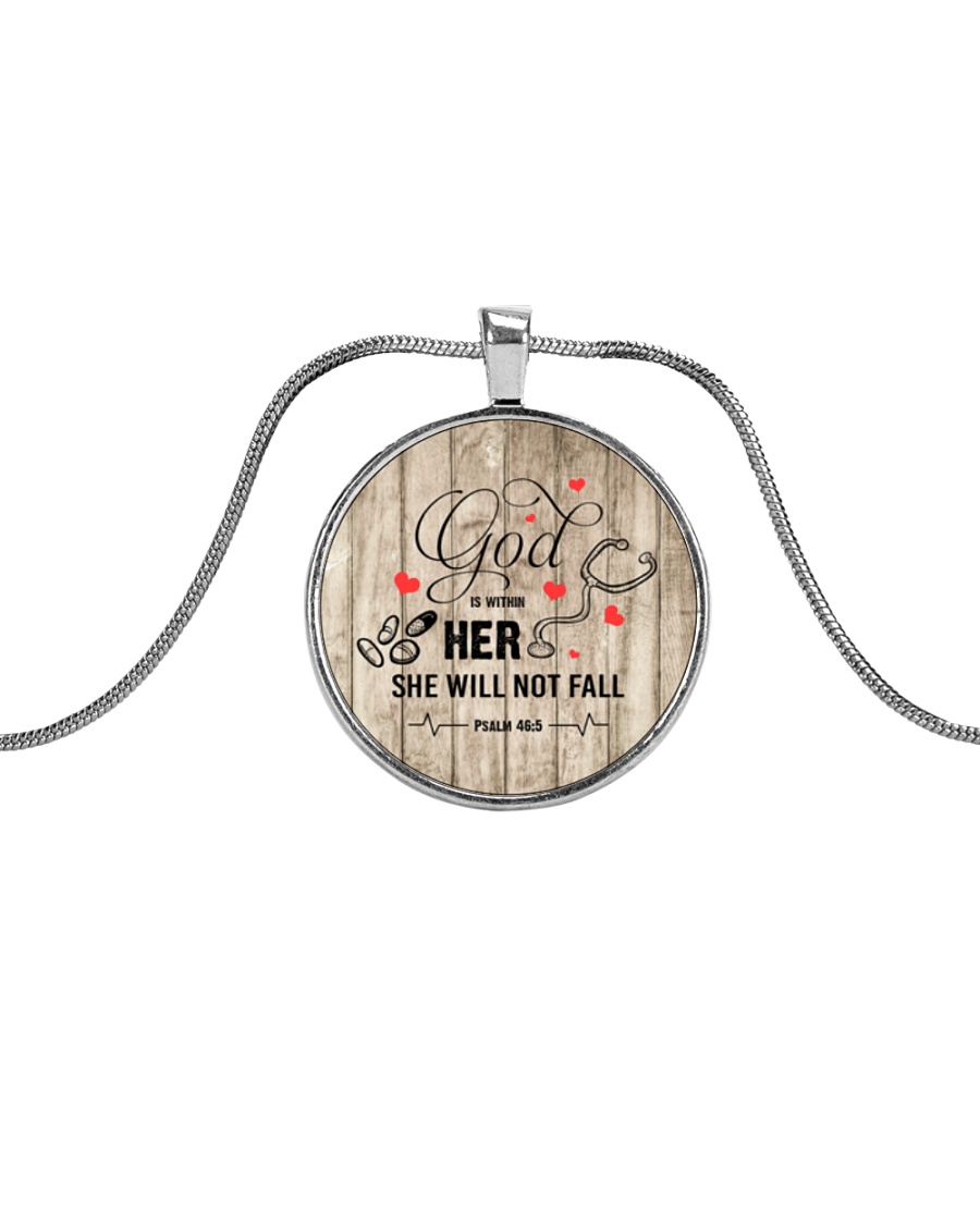 Nurse She will not fall Necklace Metallic Circle Necklace