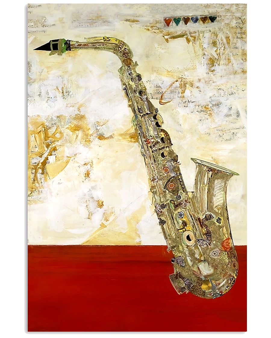 Saxophone Vintage Red Line 11x17 Poster