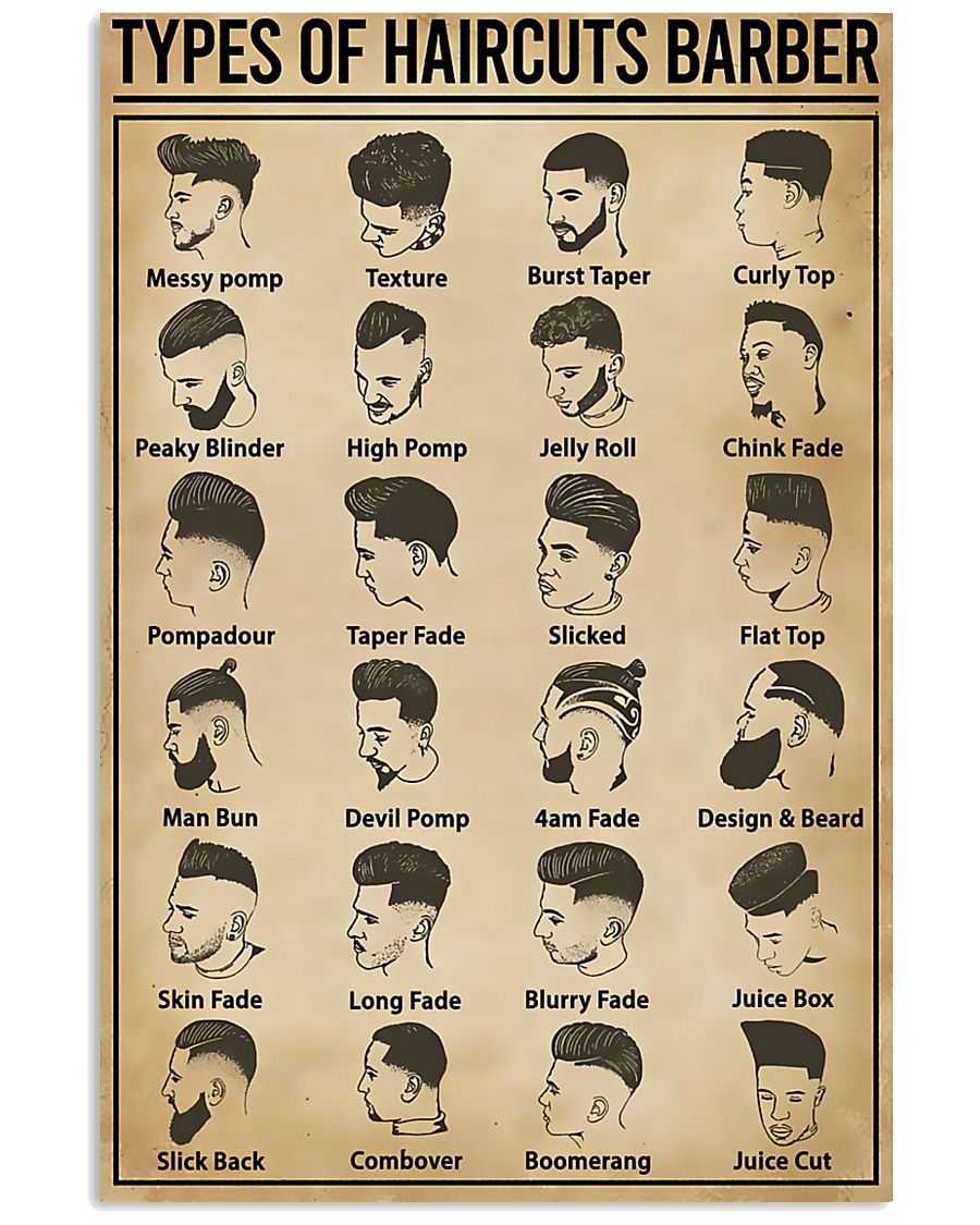 Types Of Haircuts Barber Hairdresser 11x17 Poster