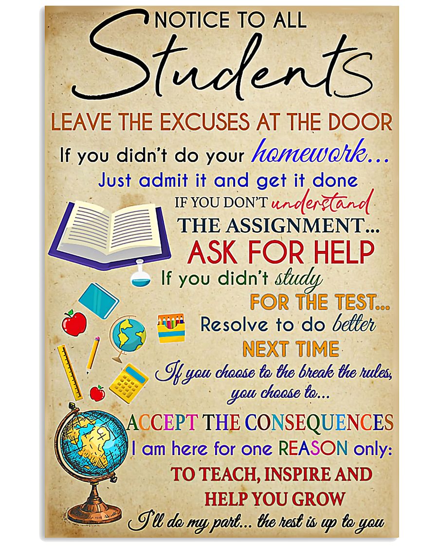Teacher Notice To All Students 11x17 Poster